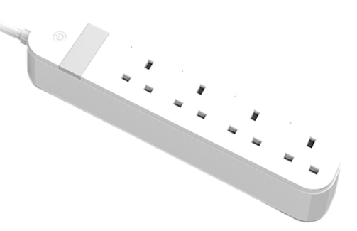 Tuya WiFi UK Extensive Smart Power Socket Strip, 4 Controlled Outlets, App Scheduling, Alexa Google Home Compatible, White, Surge Protect